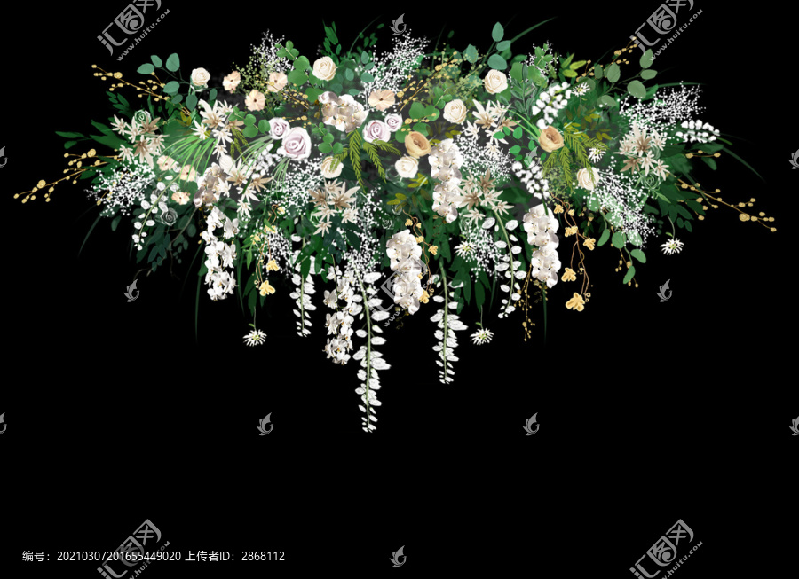 白綠色手繪婚禮花藝