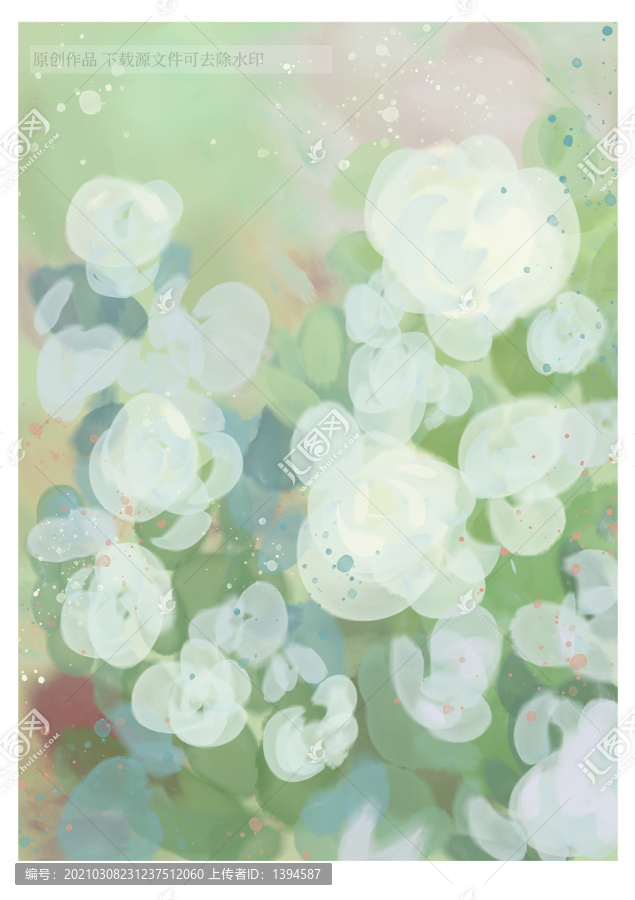 抽象畫白玫瑰花
