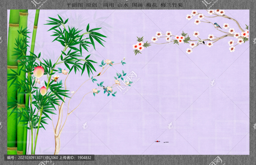 原創(chuàng)花鳥背景墻