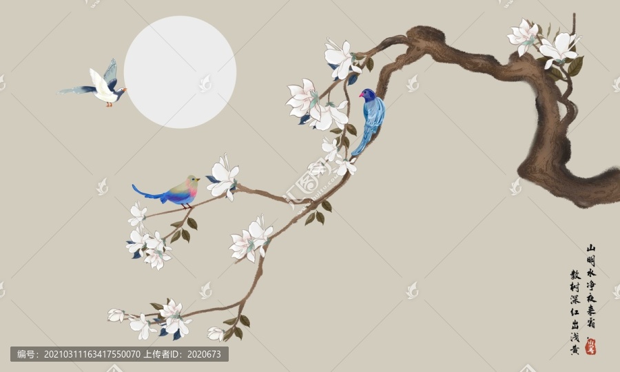 玉蘭花工筆背景
