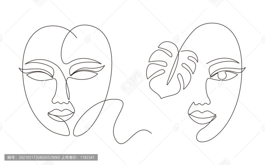 抽象線條一筆畫藝術(shù)人物頭像