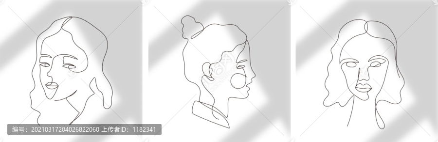 簡(jiǎn)約抽象裝飾畫(huà)一筆畫(huà)女孩