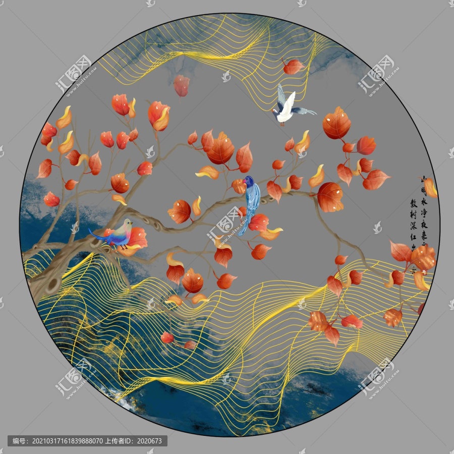 紅葉花鳥(niǎo)裝飾畫(huà)