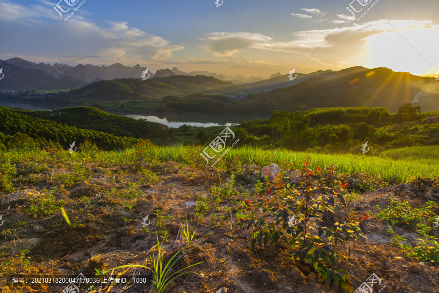 夕阳风光山水背景唯美风景