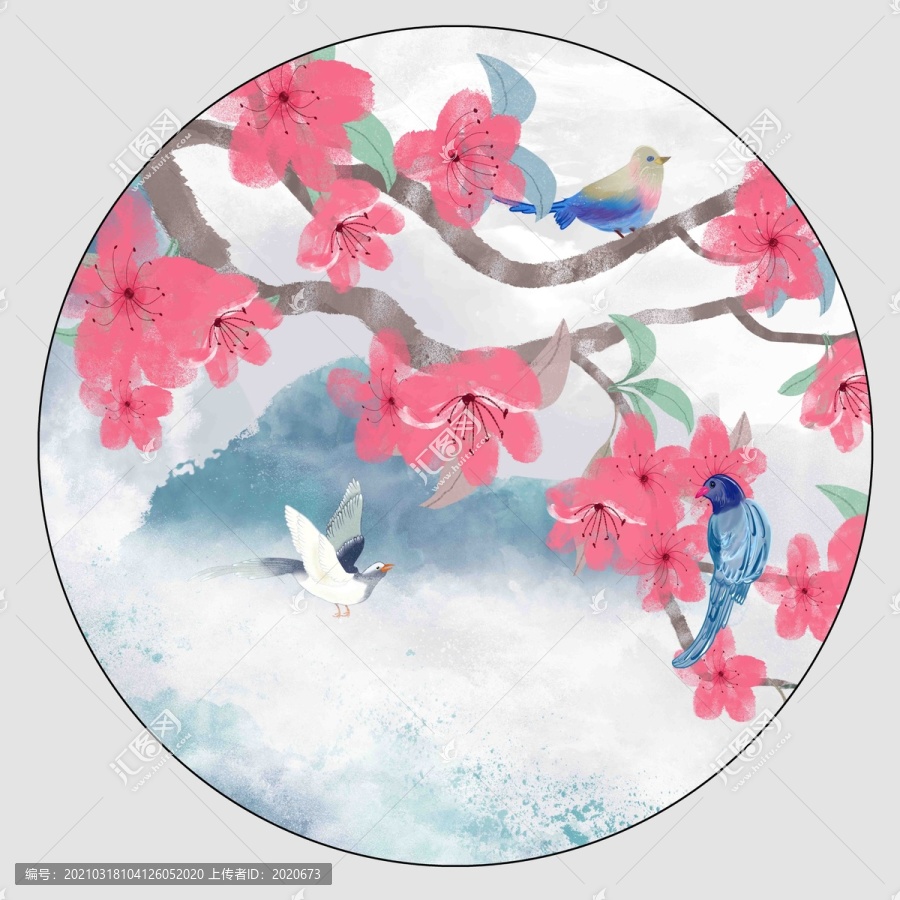 水彩梅花插畫