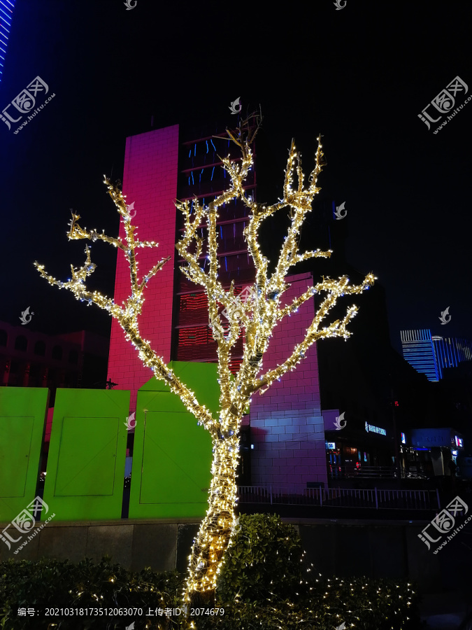 节日树木彩灯装饰