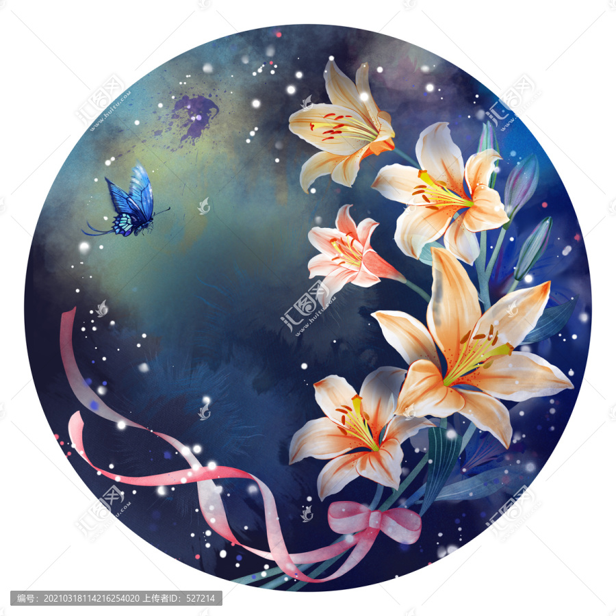 水彩百合花插畫
