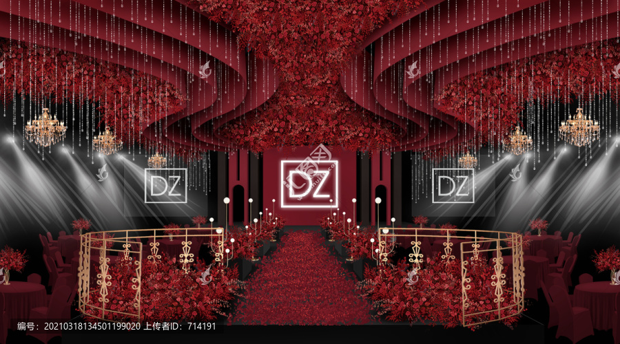 紅黑婚禮效果圖