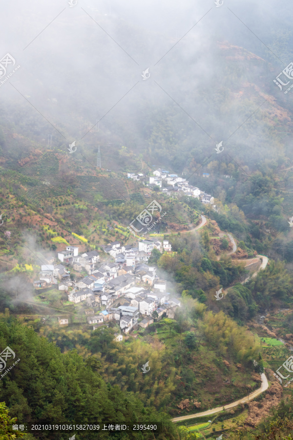 黄山市歙县坡山村油菜花云雾风景