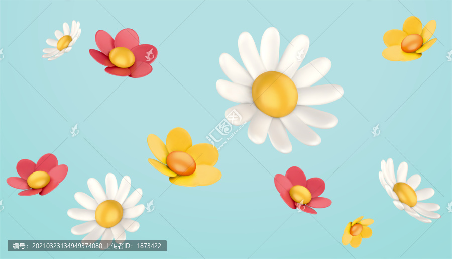 三維盛開花朵素材
