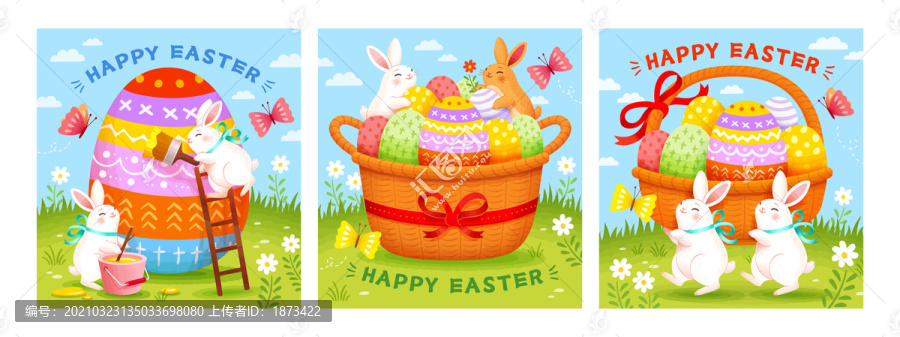 复活节兔子彩绘复活蛋卡片集合