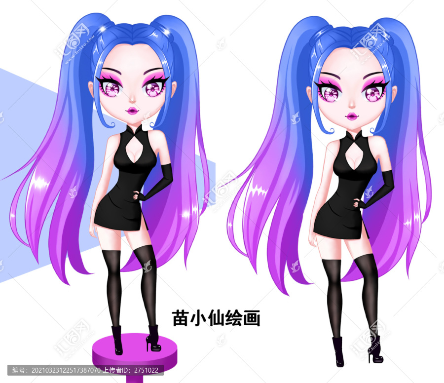 時尚性感動漫小姐姐插畫