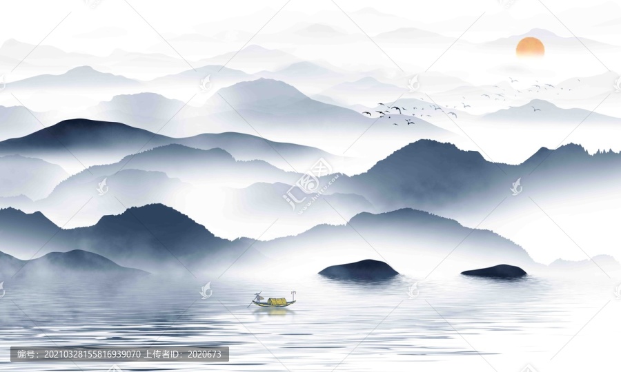藍(lán)色山水畫