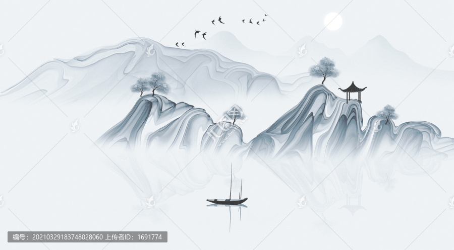 新中式抽象山水畫