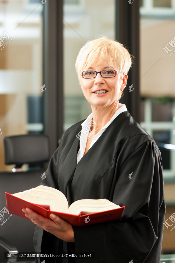 女律师在法庭上与德国民法典