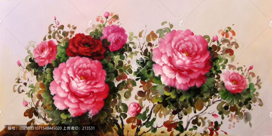 牡丹花油畫