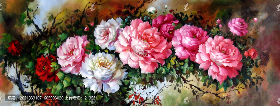 牡丹花油畫