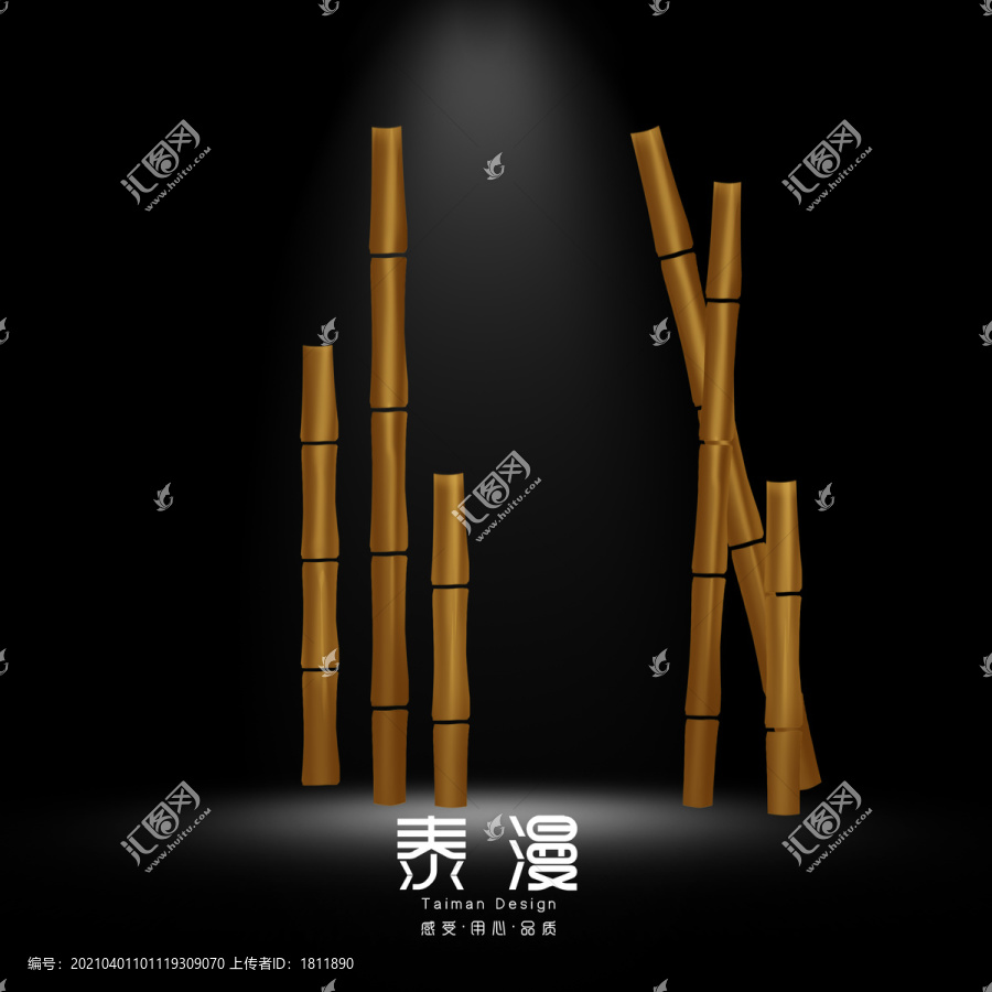 婚禮手繪設(shè)計素材中式竹子