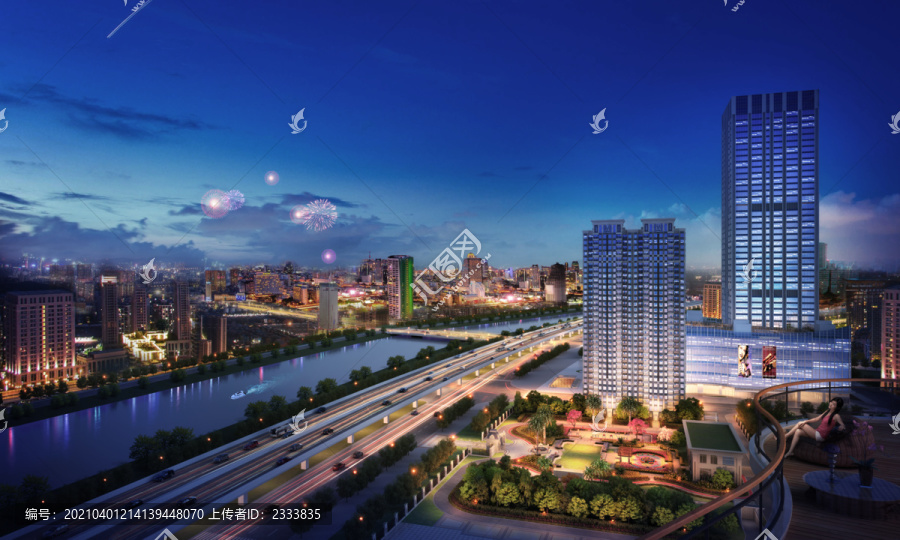 陽臺(tái)看景觀夜景