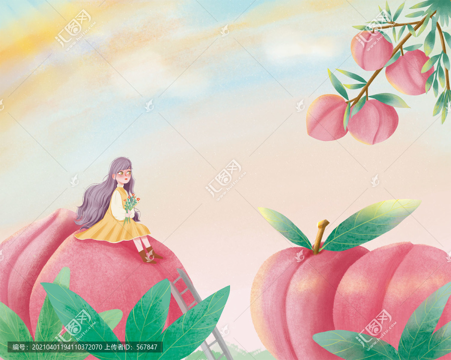 桃子包裝插畫