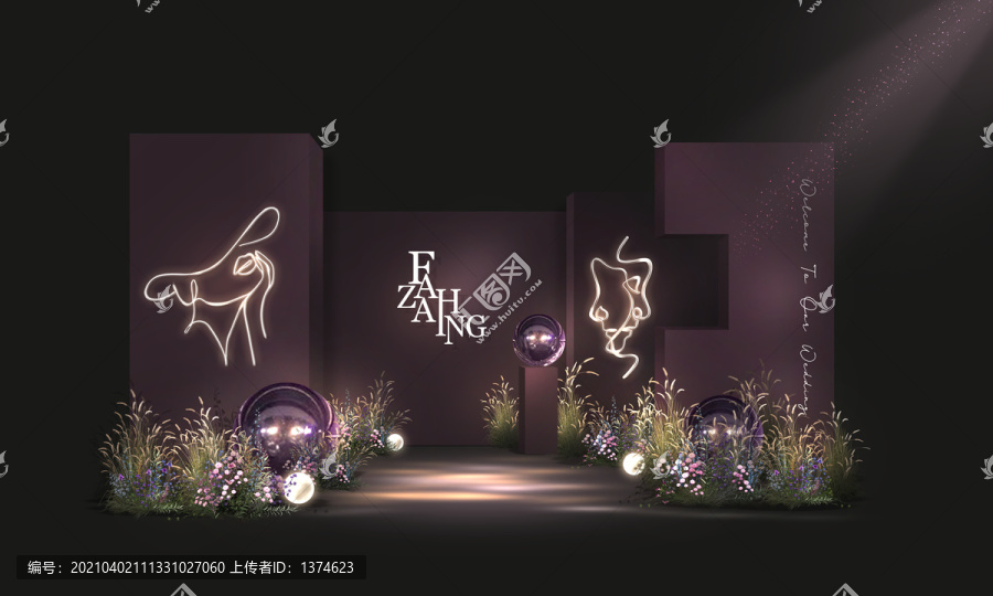 夢幻紫迎賓區(qū)婚禮效果圖