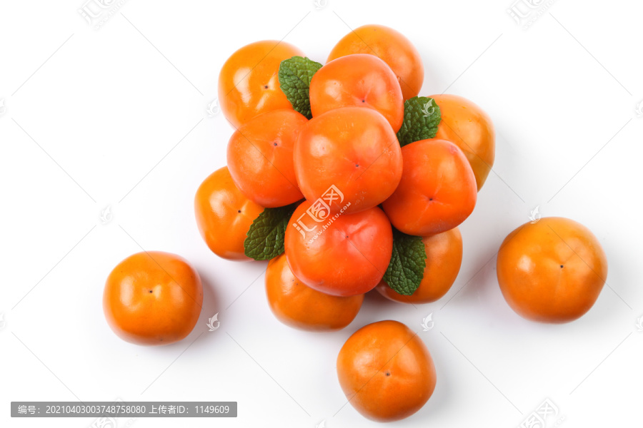 俯拍一堆脆甜柿子