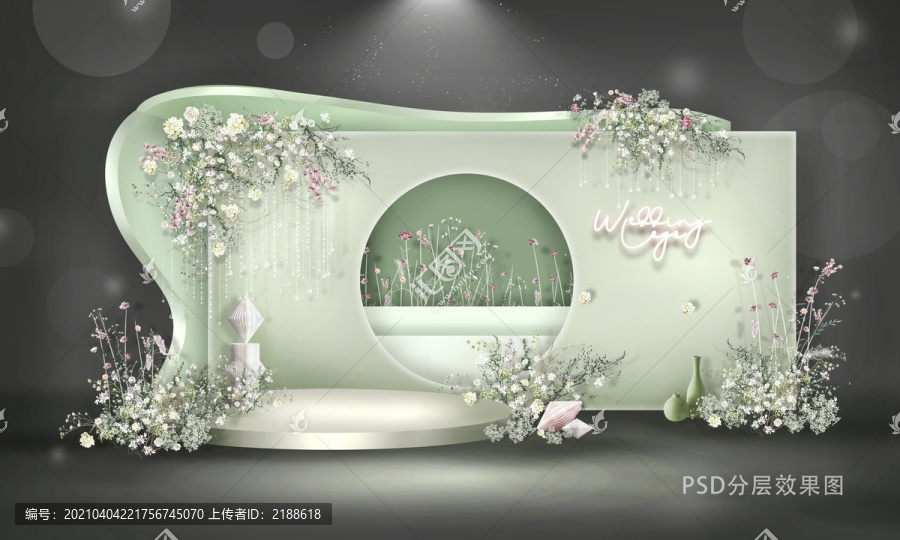 豆綠色后現(xiàn)代幾何婚禮效果圖