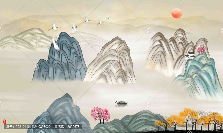 國(guó)潮山水插畫(huà)