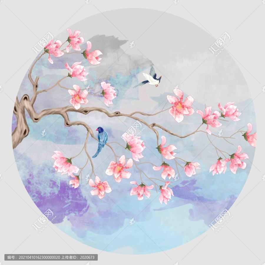水彩玉蘭花
