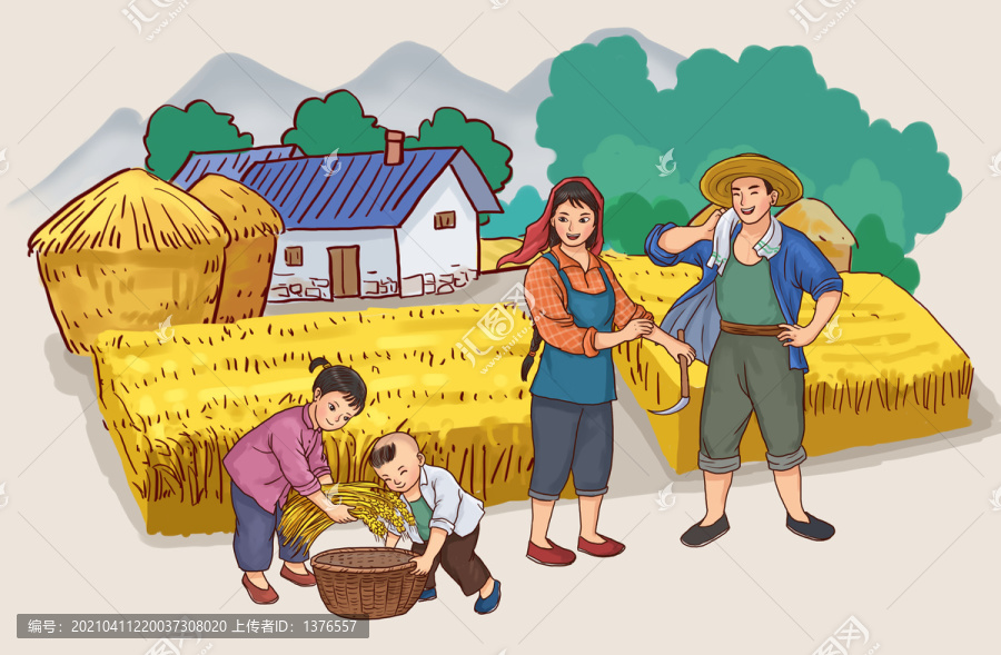 卡通農(nóng)民一家人