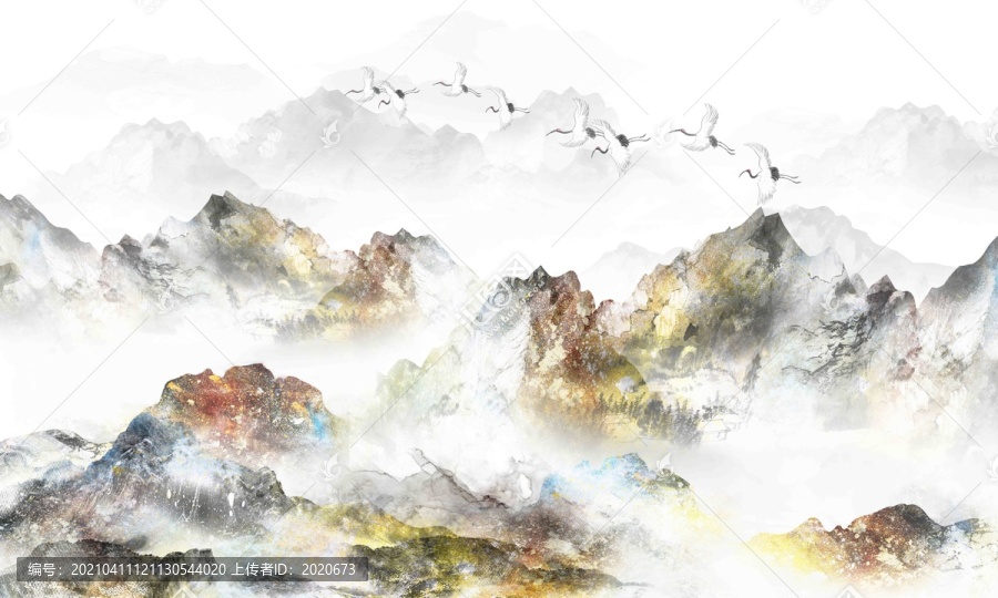 水彩水墨山水畫
