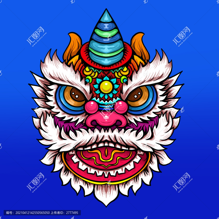 卡通獅子手繪插畫獅子舞獅