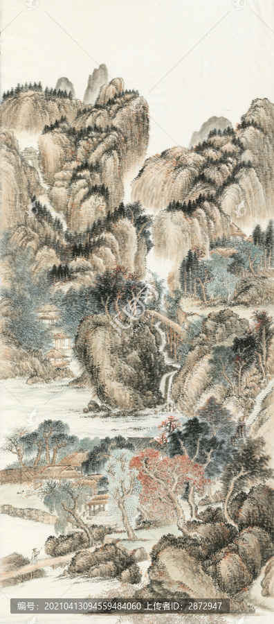 臨王翚仿王蒙秋山草堂圖