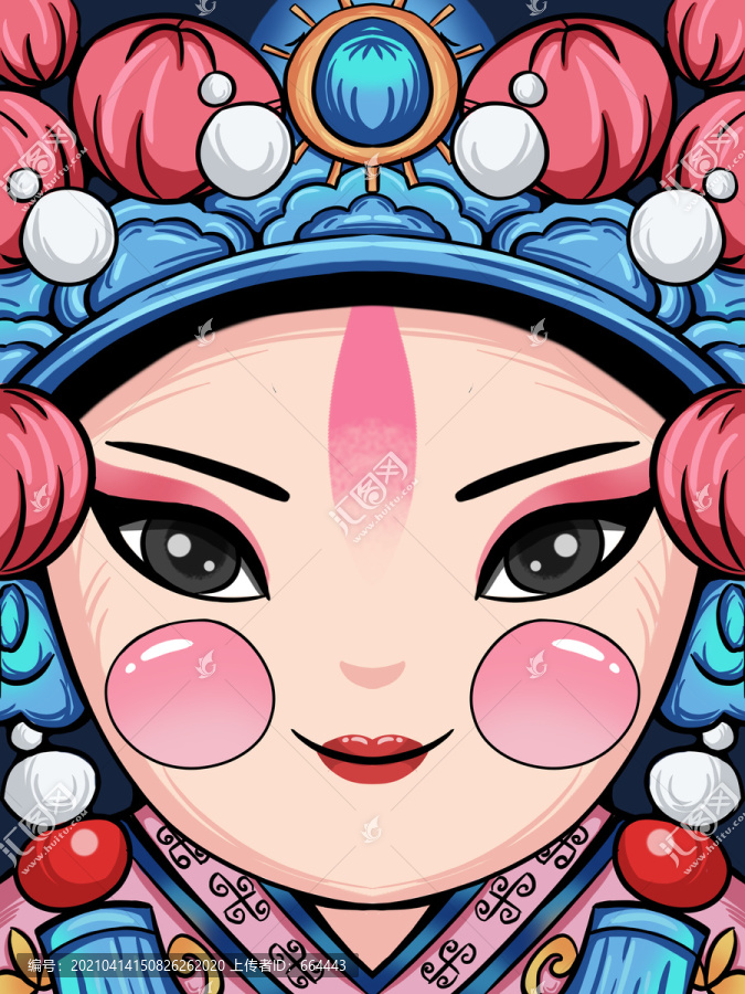 戲曲國粹臉譜小生角色插畫