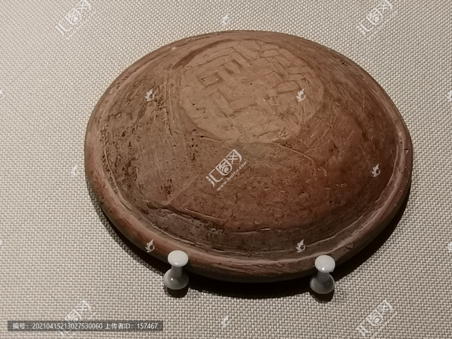 半坡遗址出土仰韶文化席纹红陶碗