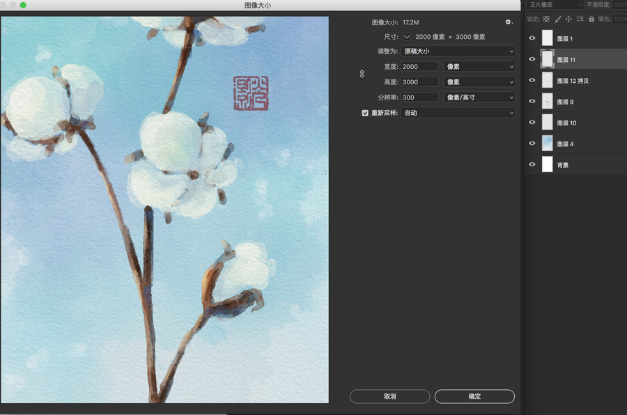 水彩棉花