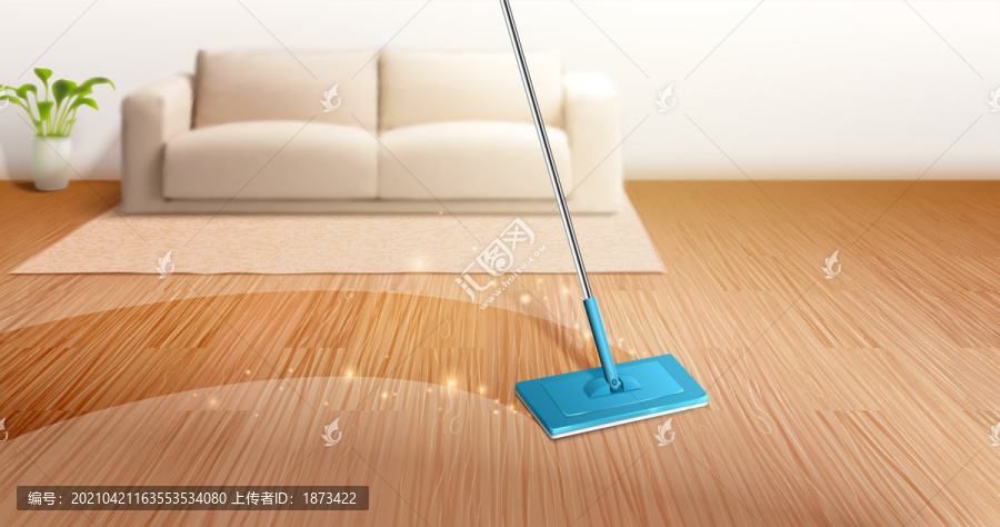 拖把清潔客廳硬木地板