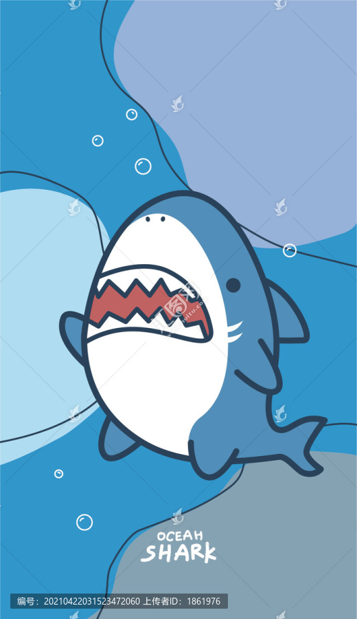 手繪插畫(huà)卡通鯊魚(yú)