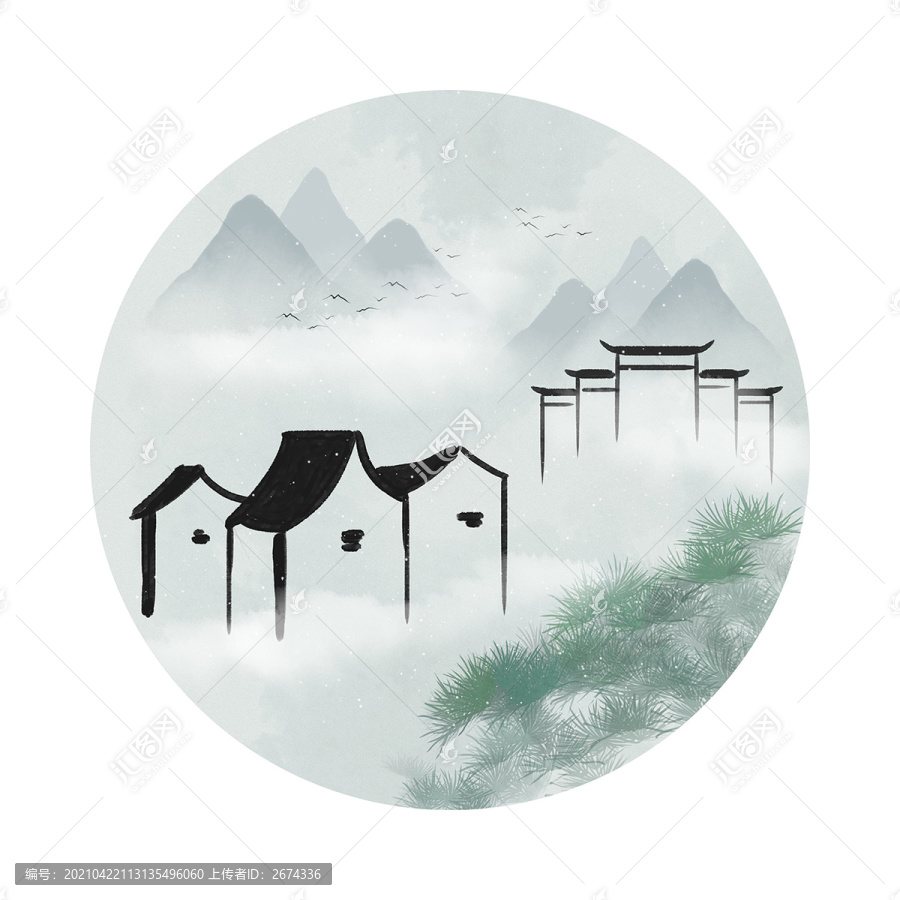 江南建筑風(fēng)景插畫