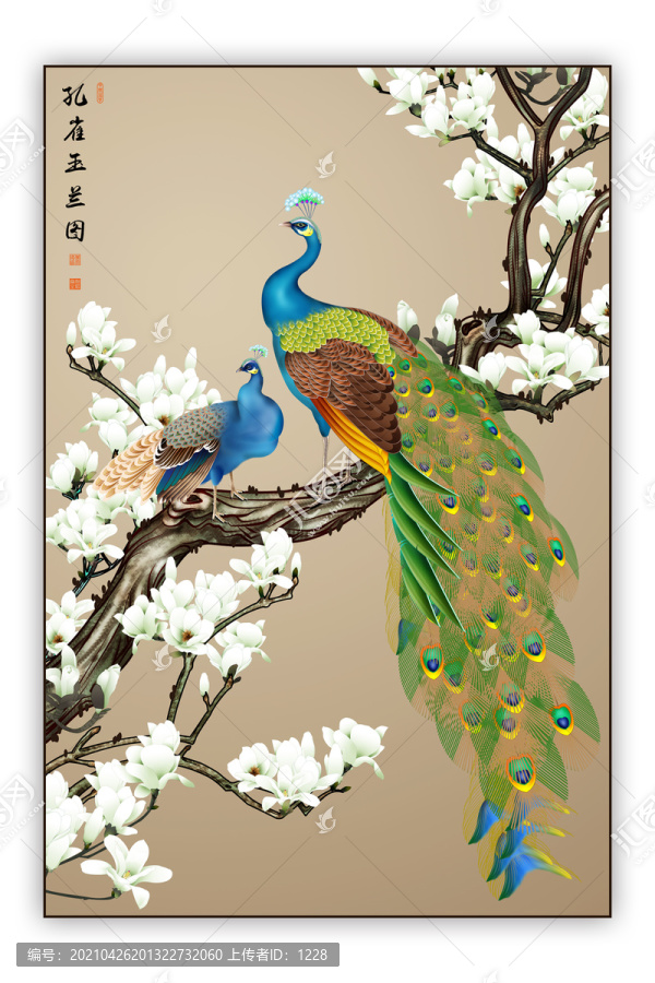 孔雀玉蘭圖