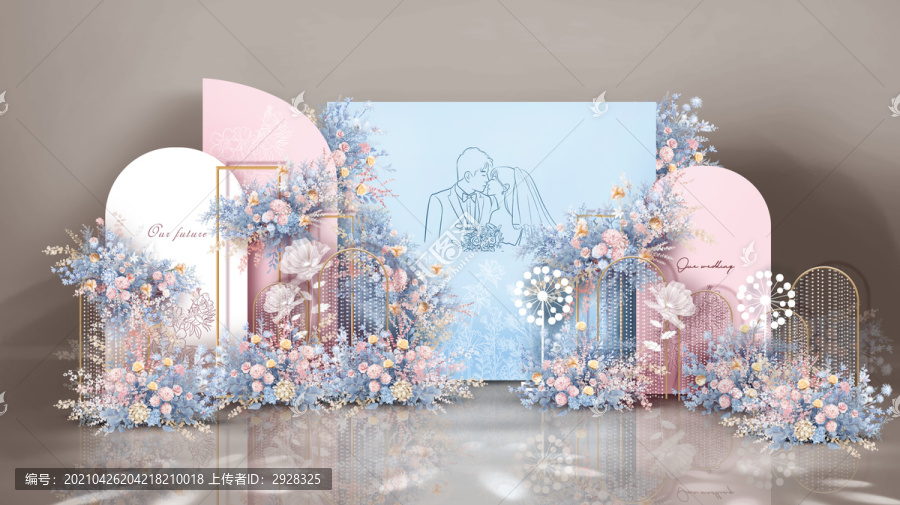 粉藍婚禮效果圖