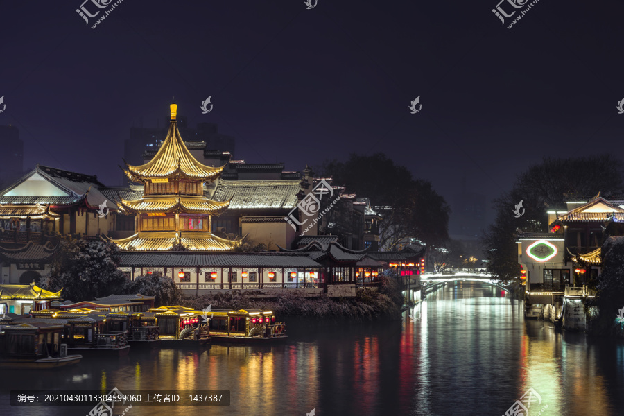 南京夫子庙秦淮河灯光夜景