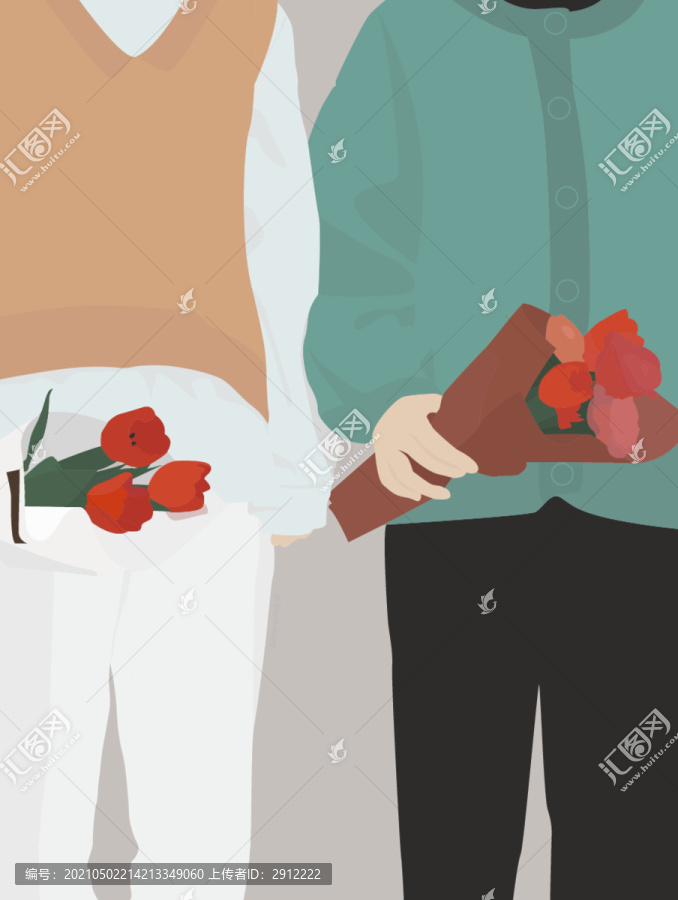 閨蜜插畫(huà)閨蜜頭像郁金香女孩