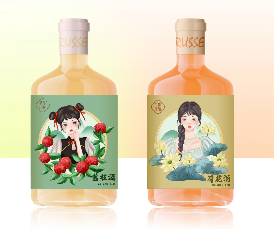 荷花女孩包裝插畫