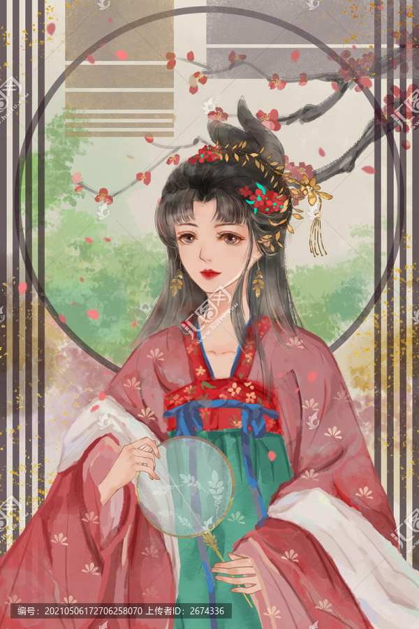 古風(fēng)漢服少女封面插畫(huà)