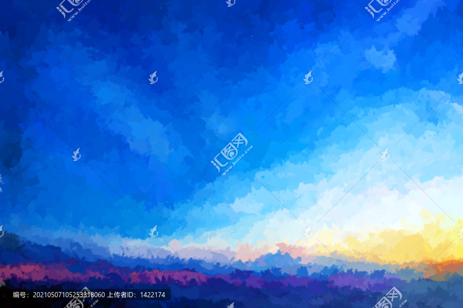 唯美天空云海云彩油畫背景