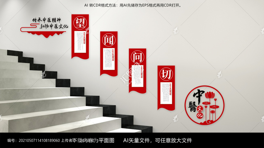 望聞問切中醫(yī)文化墻樓梯墻