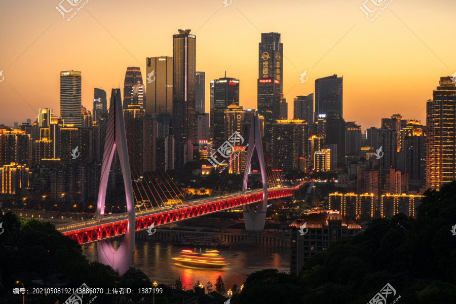 重庆都市夜景风光桥梁灯光秀
