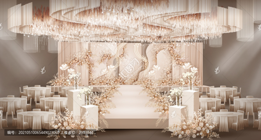 香檳色粉色簡約婚禮效果圖