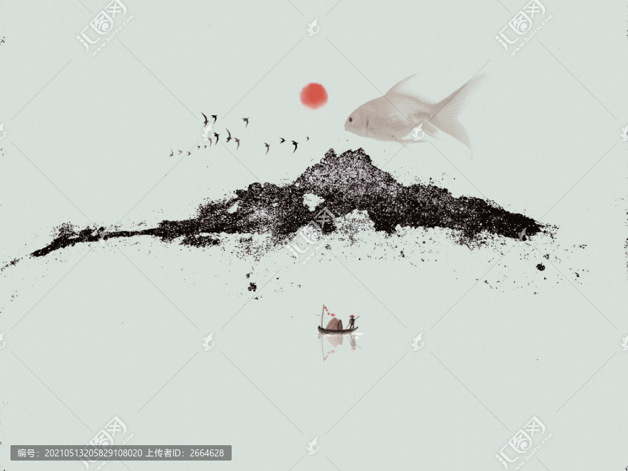 水墨抽象山水畫